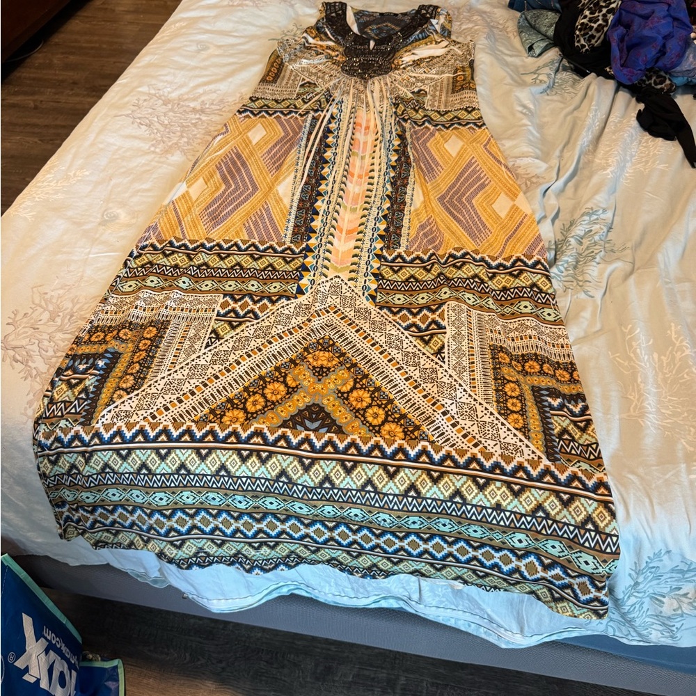 Apt. 9 Blue and Orange Geometric Dress